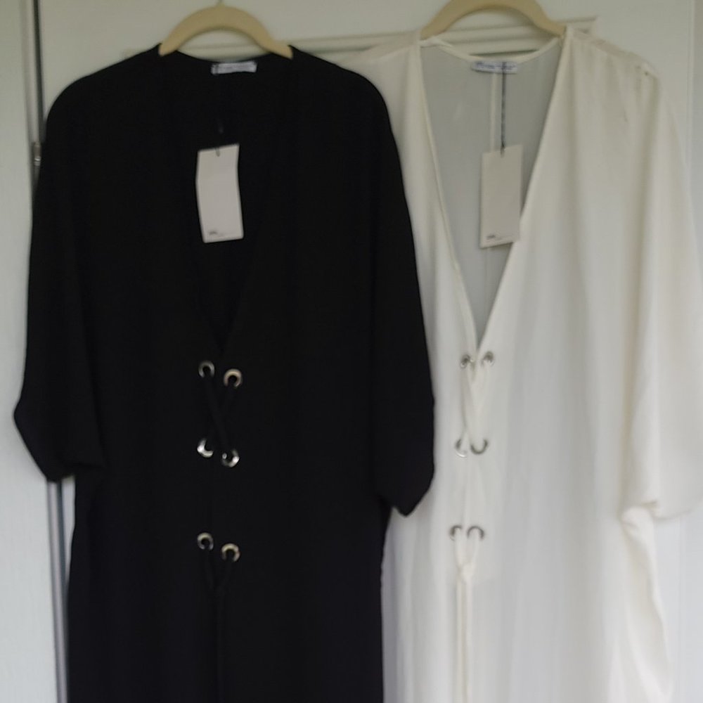 Two Zara Sheer Maxi Length Cover Ups (Black / Cream)